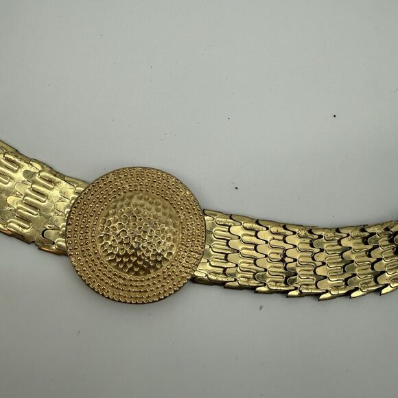 Vintage Unbranded 90s Elastic Gold Tone Belt Costume Metal - Picture 2 of 11